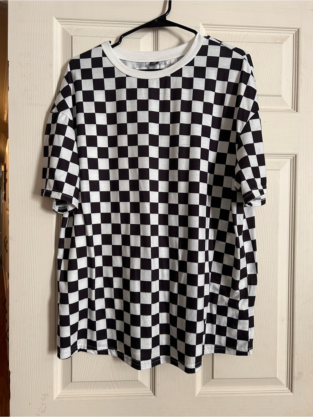 Classic Black & White Checkered Oversized T-Shirt